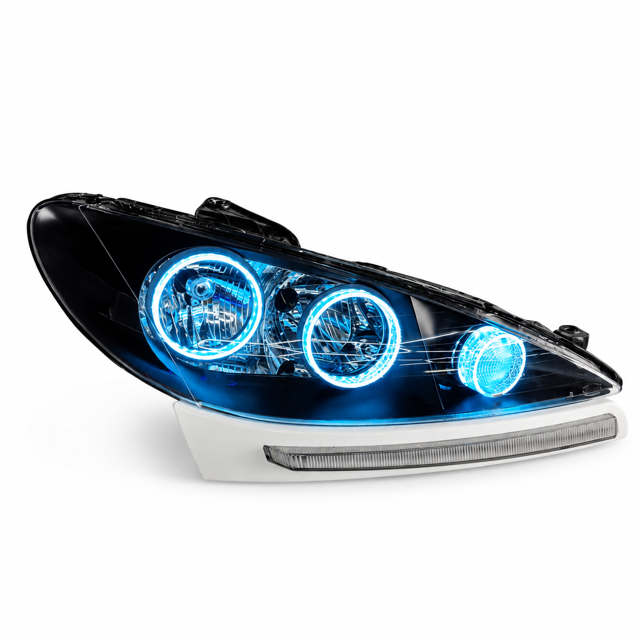 چراغ جلو دو عددی داخل مشکی آیس بلو نئون سه‌بعدی 3D پژو 206 و 207 | جفت