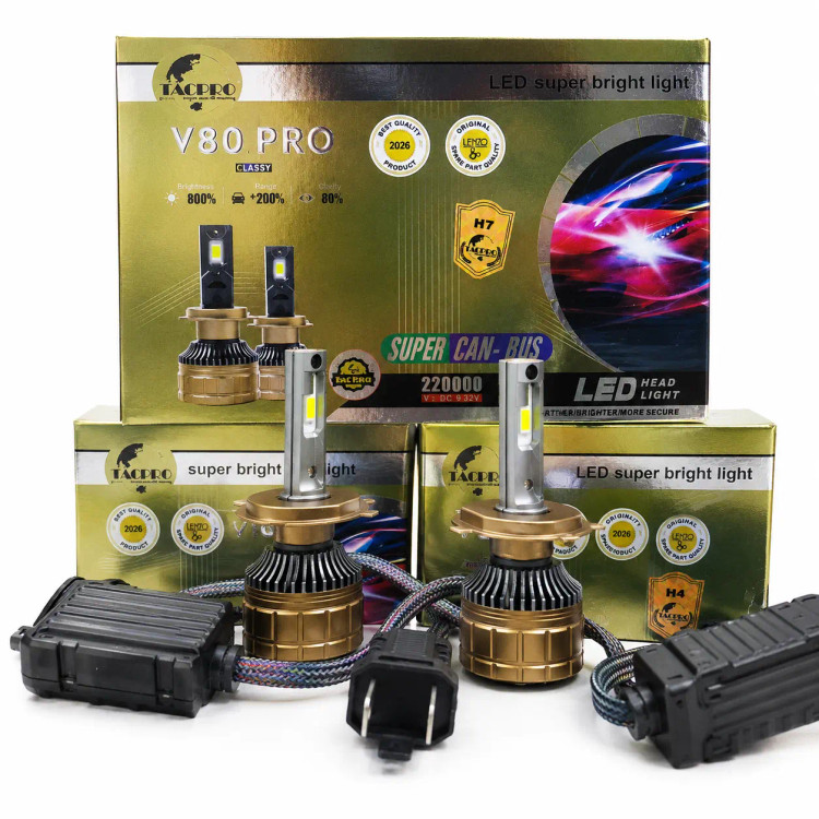 هدلایت لنزو مدل M80 / V80 PRO | لامپ LED چراغ خودرو